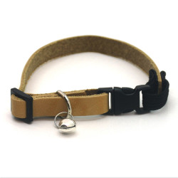 Нашийник для котів і малих собак шкіра О Дзвіночок 1,0 см  бежевий