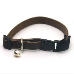 Нашийник для котів і малих собак шкіра О Дзвіночок 1,0 см  бежевий