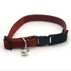 Нашийник для котів і малих собак шкіра О Дзвіночок 1,0 см  бежевий