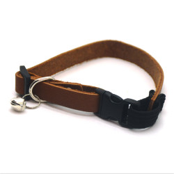 Нашийник для котів і малих собак шкіра О Дзвіночок 1,0 см  бежевий