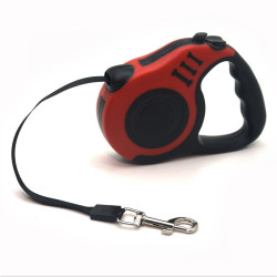 Рулетка-повідець для собак стрічка 3 м 15 кг червоний