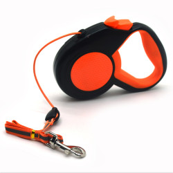 Рулетка-повідець для собак світловідбивна трос 8 м 30 кг помаранчева