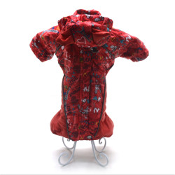 Комбінезон для собак Амур з капюшоном на підкладці omni-heat червоний  міні 21х27 см