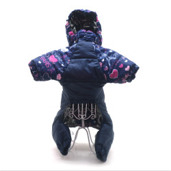 Комбінезон для собак Амур з капюшоном на підкладці omni-heat синій  міні 21х27 см