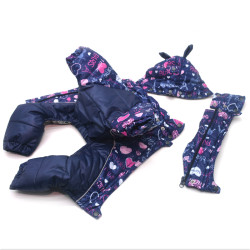 Комбінезон для собак Амур з капюшоном на підкладці omni-heat синій  міні 21х27 см