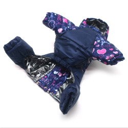 Комбінезон для собак Амур з капюшоном на підкладці omni-heat синій  міні 21х27 см