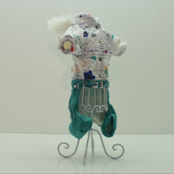 Комбінезон для собак Джесі бірюзовий+білий  міні 21х32 см