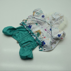 Комбінезон для собак Джесі бірюзовий+білий  міні 21х32 см