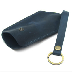 Ключниця шкіряна Крейзі Zoo-hunt синя 1056