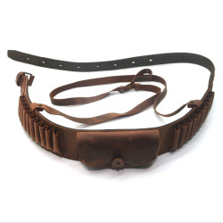 Патронташ на пояс Shot на 20 патронів нарізні Zoo-hunt відкритий з кішенею шкіра коньяк 21003/3