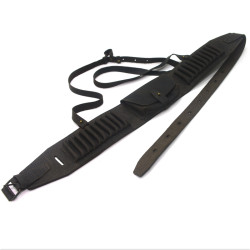 Патронташ на пояс Shot на 20 патронів нарізні Zoo-hunt відкритий з кішенею шкіра коричневий 21003/2