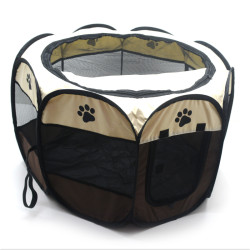 Манеж для котів та собак переносний складний вол'єр для домашніх тварин 73х73х43 см коричневий