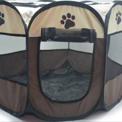 Манеж для котів та собак переносний складний вол'єр для домашніх тварин 73х73х43 см коричневий