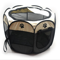 Манеж для котів та собак переносний складний вол'єр для домашніх тварин 73х73х43 см сірий