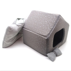 Будиночок для малих собак та котів Zoo-hunt Марсель сірий  №1 40х33х35 см