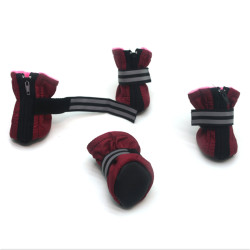 Черевички для собак та котів Zoo-hunt Фліс бордові  міні 3х4х7,5 см