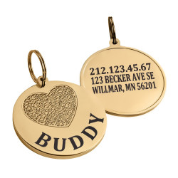 Адресник для Собак BronzeDog з Латуні з Позолотою Серце  S(95033) 