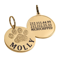 Адресник для Собак BronzeDog з Латуні з Позолотою Лапка  S(95053) 
