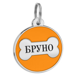 Емальований Адресник BronzeDog Кісточка для Собак Помаранчевий  M(94614) 