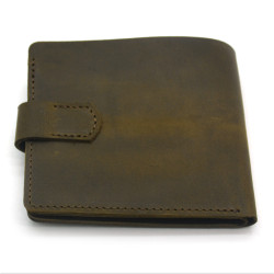 Гаманець шкіряний №2 Крейзі Zoo-hunt оливковий 1070