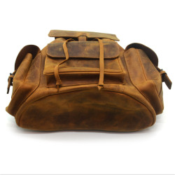 Рюкзак шкіряний Крейзі Zoo-hunt 3 кармани коньяк 10513/3