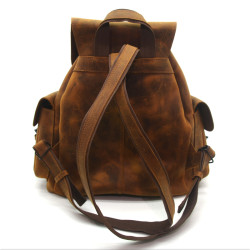 Рюкзак шкіряний Крейзі Zoo-hunt 3 кармани коньяк 10513/3