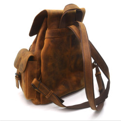 Рюкзак шкіряний Крейзі Zoo-hunt 3 кармани коньяк 10513/3
