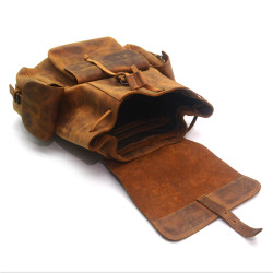 Рюкзак шкіряний Крейзі Zoo-hunt 3 кармани коньяк 10513/3