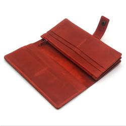 Гаманець Zoo-hunt великий на кнопці з замочком шкіра Крейзі червоний 1108