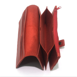 Гаманець Zoo-hunt великий на кнопці з замочком шкіра Крейзі червоний 1108