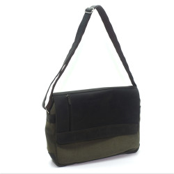 Сумка чоловіча Zoo-hunt Канвас хакі Крейзі шкіра Італія коричнева 11235