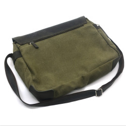 Сумка чоловіча Zoo-hunt Канвас хакі Крейзі шкіра Італія коричнева 11235