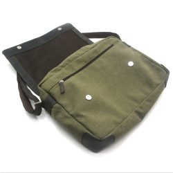 Сумка чоловіча Zoo-hunt Канвас хакі Крейзі шкіра Італія коричнева 11235