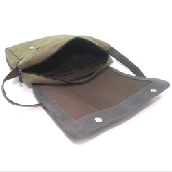 Сумка чоловіча Zoo-hunt Канвас хакі Крейзі шкіра Італія коричнева 11235