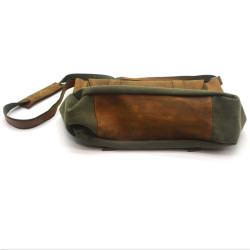 Сумка чоловіча з пряжками Zoo-hunt Канвас хакі Крейзі шкіра Італія коньяк 11236