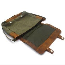 Сумка чоловіча з пряжками Zoo-hunt Канвас хакі Крейзі шкіра Італія коньяк 11236