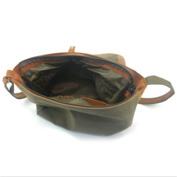 Сумка чоловіча з пряжками Zoo-hunt Канвас хакі Крейзі шкіра Італія коньяк 11236