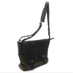 Сумка чоловіча з пряжками Zoo-hunt Канвас хакі Крейзі шкіра Італія коричнева 11236