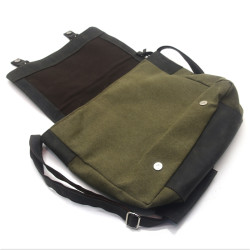 Сумка чоловіча з пряжками Zoo-hunt Канвас хакі Крейзі шкіра Італія коричнева 11236