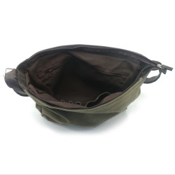 Сумка чоловіча з пряжками Zoo-hunt Канвас хакі Крейзі шкіра Італія коричнева 11236