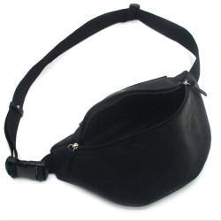 Сумка бананка чоловіча шкіряна Крейзі Zoo-hunt чорна 10511