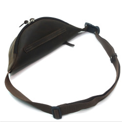 Сумка бананка чоловіча шкіряна Крейзі Zoo-hunt темно-коричнева 10511